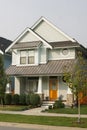 House Home Bright Orange Door Exterior Front Elevation Rockwork Roof Details