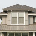 House Home Brown Exterior Front Elevation Roof Peaks Gable Details Royalty Free Stock Photo