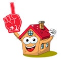 House home cartoon funny character fan supporter number one glove isolated