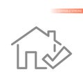 House, home and checkmark symbol line vector