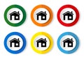 House, home concept vector icon set,  flat design vector illustration in 6 colors options for webdesign and mobile applications Royalty Free Stock Photo