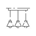 House, home decoration vector line icon. Curtain outline, Interior material on white background. Lighting products