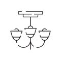 House, home decoration vector line icon. Curtain outline, Interior material on white background. Lighting products