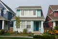 House Home Designer Pastel Green Exterior Elevation Rockwork Roof Details Royalty Free Stock Photo