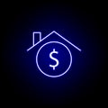 house home dollar icon in neon style. Element of finance illustration. Signs and symbols icon can be used for web, logo, mobile