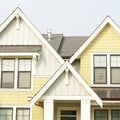 House Home Exterior Front Elevation Roof Peaks Gable Details Royalty Free Stock Photo
