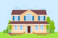 House home facade exterior. Vector illustration in flat design. Royalty Free Stock Photo