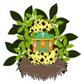 House in a bird's nest Vector illustration