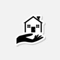 House or home hand gift sticker icon