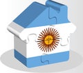 House home icon with Argentinian flag in puzzle
