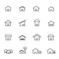 House and home icon set vector. Living construction and symbol concept. Thin line icon theme. White isolated background. Royalty Free Stock Photo