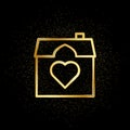 House, home, love gold icon. Vector illustration of golden particle background. Real estate concept vector illustration