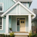 House Home Pastel Yellow Door Exterior Front  Elevation Roof Details Royalty Free Stock Photo