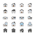 House and Home Set Of Building Color Icon Style Colorful Flat Icons