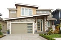 House Home Tan Beige White Exterior Elevation Roof Peak Details Royalty Free Stock Photo