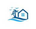 House Home Wave Icon Logo Design Element