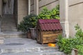 House for homeless cats in the street of old city. Royalty Free Stock Photo