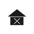 House icon with a cross that rejects or prohibits, vector illustration, simple icon on white background, editable stroke