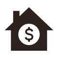 House icon with dollar sign. Real estate investment symbol. Housing price sign Royalty Free Stock Photo