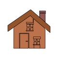 House icon with door and windows. One line vector illustration. Continuous drawing. One line art cottage building Royalty Free Stock Photo