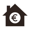 House icon with euro sign. Real estate investment symbol. Housing price sign Royalty Free Stock Photo