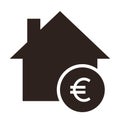 House icon with euro sign. Real estate investment symbol. Housing price sign Royalty Free Stock Photo