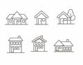 Set of house icon with simple line design, house vector illustration