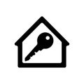 House Icon with Key Inside Royalty Free Stock Photo