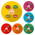 House icon or logo, Buy house, Rent house, Sold House, Sale house, color set with long shadow Royalty Free Stock Photo