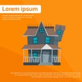 House Icon Orange Halloween Flat Vector