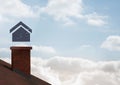 House icon over chimney roof