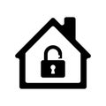 House Icon with a Padlock Unlocked Royalty Free Stock Photo