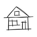 House icon of rough line art, simple, black 16