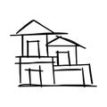 House icon of rough line art, simple, black 18