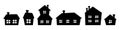 House icon set. Black cartoon silhouette of houses. Vector illustration isolated Royalty Free Stock Photo