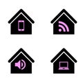 House icon set - black and lila