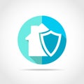 House icon with a shield symbol. Vector illustration. Royalty Free Stock Photo