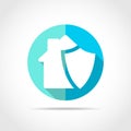 House icon with a shield symbol. Vector illustration. Royalty Free Stock Photo