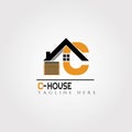 House icon template with C letter, home creative vector logo design, architecture,building and construction, illustration element