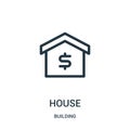 house icon vector from building collection. Thin line house outline icon vector illustration Royalty Free Stock Photo