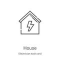 house icon vector from electrician tools and elements collection. Thin line house outline icon vector illustration. Linear symbol