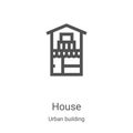house icon vector from urban building collection. Thin line house outline icon vector illustration. Linear symbol for use on web Royalty Free Stock Photo