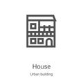 house icon vector from urban building collection. Thin line house outline icon vector illustration. Linear symbol for use on web Royalty Free Stock Photo