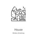 house icon vector from winter christmas collection. Thin line house outline icon vector illustration. Linear symbol for use on web Royalty Free Stock Photo