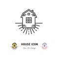 House icon, Village Apartments symbol, Homestead, Vector thin line art sign