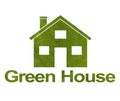House icon on a white isolated background from a green leaf. The inscription Green House. Close-up Royalty Free Stock Photo