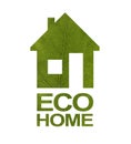 House icon on a white isolated background from a green leaf. The inscription ECO HOME. Close-up Royalty Free Stock Photo