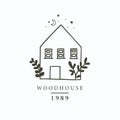 house icon with wild,natural,leaf.Vector illustration for tattoo,accessories and interior