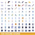 100 house icons set, cartoon style Royalty Free Stock Photo