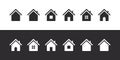 House icons set. Home icon collection. Real estate. Flat style houses on black and white background. Vector icons Royalty Free Stock Photo
